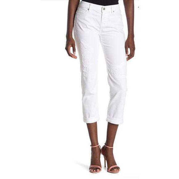 Liverpool Jeans NWT Marley Girlfriend Cuffed Distressed Jean in Luna White // 8 - Picture 1 of 12